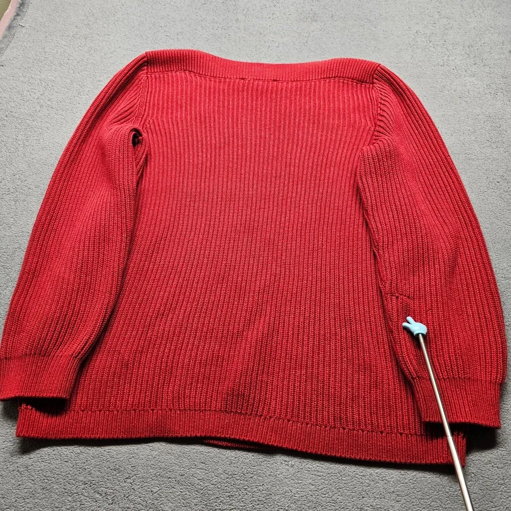 Tommy Hilfiger Cable Knit Sweater Womens XL Red Cotton Blend TJHHAK599B Pullover